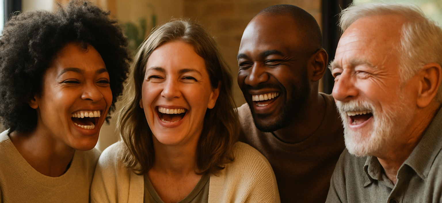 a lifestyle image showing people laughing